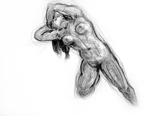 kneeling female sketch three, enlarged view