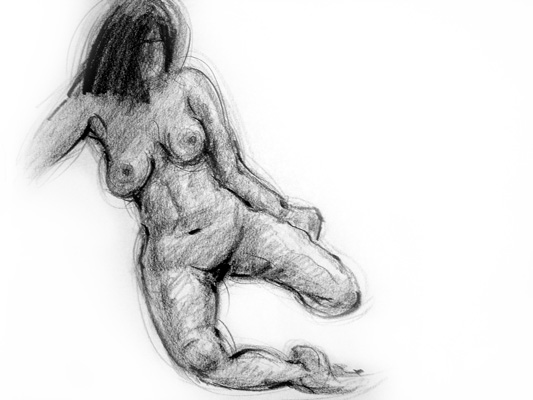 kneeling female sketch four, enlarged view