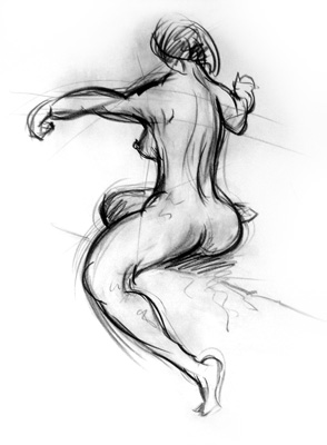 kneeling female sketch seven, enlarged view