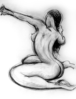 kneeling female sketch nine, enlarged view