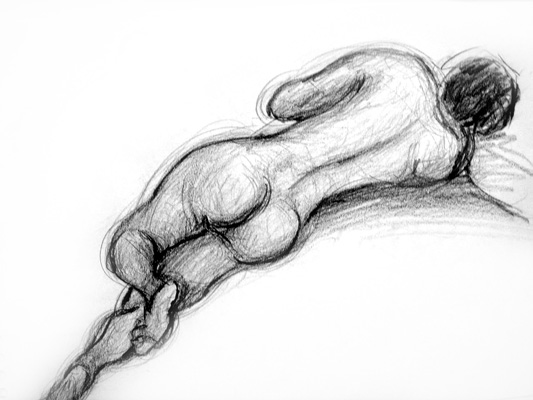 reclining female sketch one, enlarged view