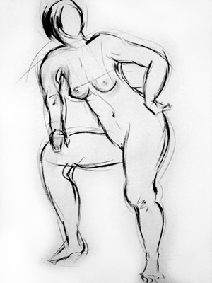 standing female sketch one, enlarged view