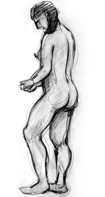 standing female sketch five, enlarged view