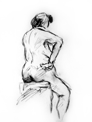 sitting female sketch one, enlarged view