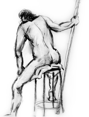 sitting male sketch one, enlarged view