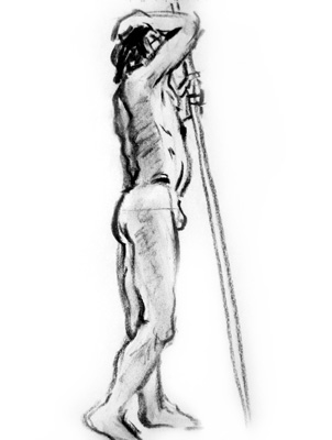 standing male sketch two, enlarged view