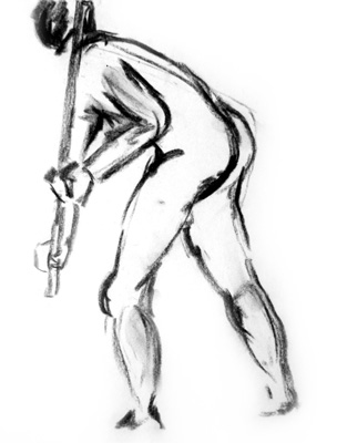 standing male sketch four, enlarged view